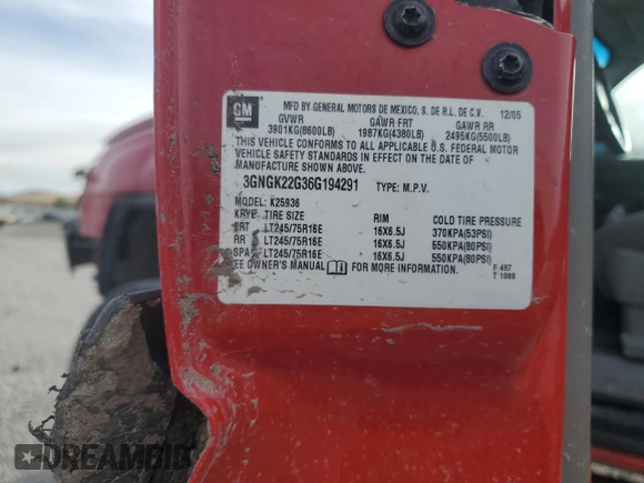 2006 Chevrolet Avalanche LS with VIN 3GNGK22G36G194291, listed as a Copart auction lot 87296094 with 139,387 mi miles and Salvage Title. Bid and sale history available at DreamBid. Image 13.