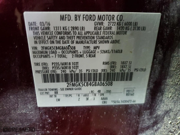 2016 Ford Flex SEL with VIN 2FMGK5C84GBA06508, listed as a Copart auction lot 42850695 with 103,026 mi miles and Clean Title. Bid and sale history available at carsss.com. Image 13.
