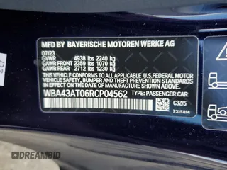 2024 BMW 4 Series 430i xDrive with VIN WBA43AT06RCP04562, listed as a Copart auction lot 57323704 with 737 mi miles and Salvage Title. Bid and sale history available at carsss.com. Image 12.