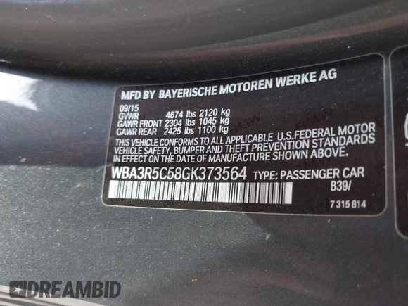 2016 BMW 4 Series 435i xDrive z VIN WBA3R5C58GK373564, wystawiony jako IAAI lot #42495578 z przebiegiem 74 690 mil mil oraz . Historia ofert i sprzedaży dostępna na DreamBid. Obrazek 9.