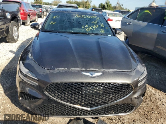 2023 Genesis G70 2.0T with VIN KMTG34TA4PU104352, listed as a Copart auction lot 76000484 with 27,548 mi miles and Salvage Title. Bid and sale history available at DreamBid. Image 5.