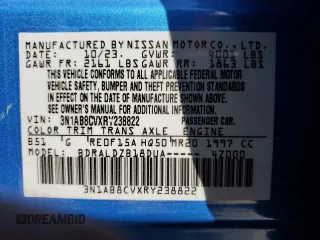 2024 Nissan Sentra SV with VIN 3N1AB8CVXRY238822, listed as a Copart auction lot 53317765 with 26,710 mi miles and Clean Title. Bid and sale history available at DreamBid. Image 12.