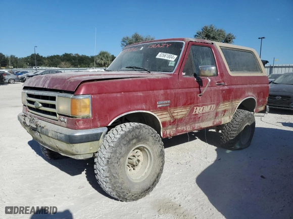 1990 Ford Bronco Custom with VIN 1FMEU15HXLLB16478, listed as a Copart auction lot 82661804 with 188,692 mi miles and Clean Title. Bid and sale history available at carsss.com. Image 1.