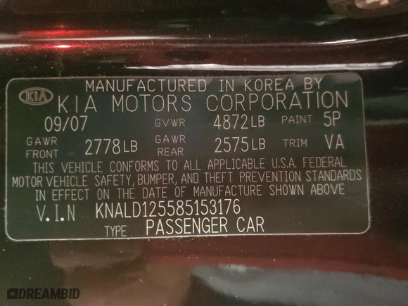 2008 Kia Amanti with VIN KNALD125585153176, listed as a Copart auction lot 41637455 with NaN miles and Salvage Title. Bid and sale history available at carsss.com. Image 15.