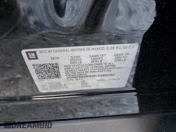 2019 Chevrolet Blazer с VIN 3GNKBGRS2KS588082, выставлен на аукционе Copart как лот 54100945 с пробегом 58 699 миль миль и Чистый • Clean title. История ставок и продаж доступна на DreamBid. Изображение 13.
