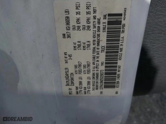 2005 Dodge Ram 1500 ST with VIN 1D7HU18N25S296573, listed as a Copart auction lot 49185055 with 161,777 mi miles and Salvage Title. Bid and sale history available at carsss.com. Image 14.