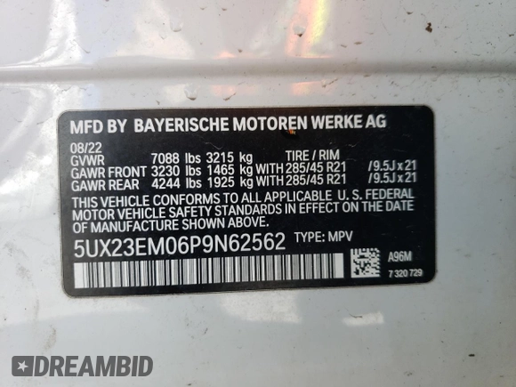 2023 BMW X7 xDrive40i z VIN 5UX23EM06P9N62562, wystawiony jako Copart lot #44948594 z przebiegiem 35 091 mil mil oraz Szkoda całkowita • Salvage title. Historia ofert i sprzedaży dostępna na DreamBid. Obrazek 13.