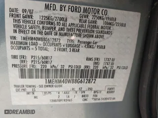 2008 Mercury Sable with VIN 1MEHM40W88G612872, listed as a IAAI auction lot 41549544 with 109,677 mi miles. Bid and sale history available at carsss.com. Image 9.
