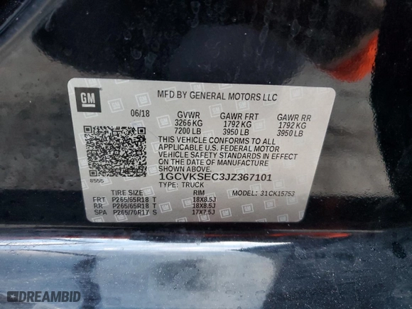 2018 Chevrolet Silverado 1500 LTZ with VIN 1GCVKSEC3JZ367101, listed as a Copart auction lot 76321754 with 0 mi miles and Salvage Title. Bid and sale history available at carsss.com. Image 13.