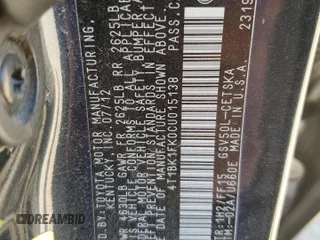 2012 Toyota Camry SE with VIN 4T1BK1FK0CU015138, listed as a Copart auction lot 51339995 with 161,632 mi miles and Salvage Title. Bid and sale history available at carsss.com. Image 12.