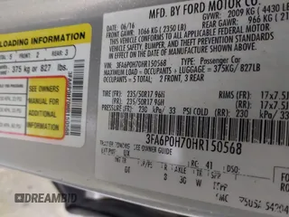 2017 Ford Fusion SE with VIN 3FA6P0H70HR150568, listed as a IAAI auction lot 42012659 with 223,881 mi miles and . Bid and sale history available at DreamBid. Image 9.