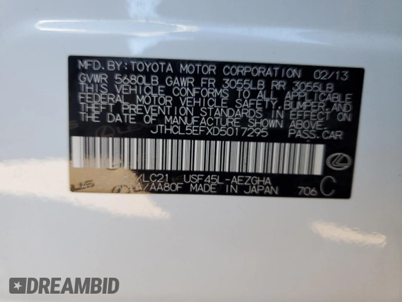 2013 Lexus LS 460 z VIN JTHCL5EFXD5017295, wystawiony jako Copart lot #88172535 z przebiegiem 118 639 mil mil oraz Szkoda całkowita • Salvage title. Historia ofert i sprzedaży dostępna na DreamBid. Obrazek 14.