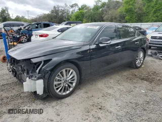 2021 Infiniti Q50 3.0t LUXE with VIN JN1EV7BP7MM706717, listed as a Copart auction lot 49763375 with 47,547 mi miles and Non Repairable. Bid and sale history available at carsss.com. Image 1.