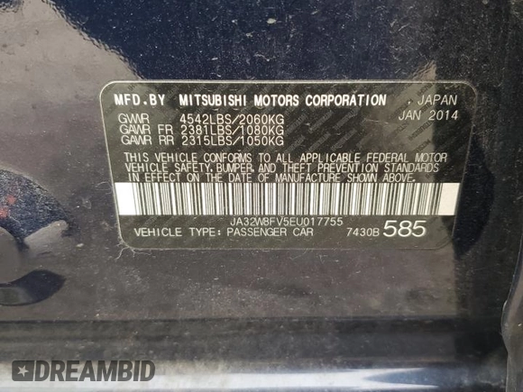 2014 Mitsubishi Lancer Evolution GSR with VIN JA32W8FV5EU017755, listed as a Copart auction lot 47308485 with 143,912 mi miles and Clean Title. Bid and sale history available at carsss.com. Image 14.