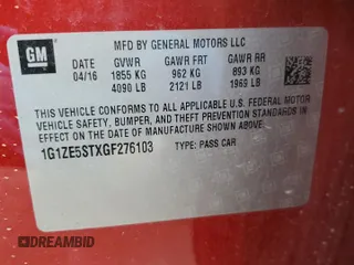 2016 Chevrolet Malibu LT with VIN 1G1ZE5STXGF276103, listed as a Copart auction lot 49597535 with 145,472 mi miles and Salvage Title. Bid and sale history available at carsss.com. Image 14.