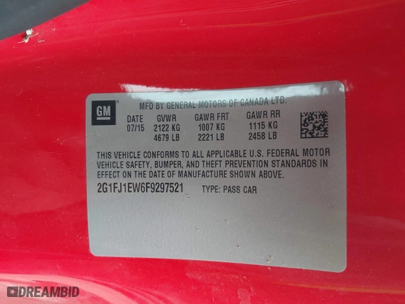 2015 Chevrolet Camaro SS with VIN 2G1FJ1EW6F9297521, listed as a IAAI auction lot 41321710 with 27,830 mi miles. Bid and sale history available at carsss.com. Image 9.