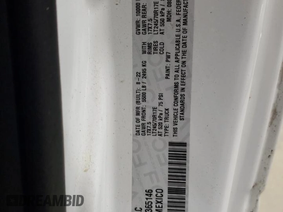 2022 Ram 2500 Tradesman with VIN 3C6MR4AJ9NG365146, listed as a Copart auction lot 49177775 with 96,798 mi miles and Salvage title. Bid and sale history available at DreamBid. Image 12.