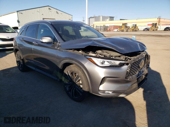 2021 Infiniti QX50 Luxe with VIN 3PCAJ5BB9MF125034, listed as a Copart auction lot 80587444 with 34,106 mi miles and Salvage Title. Bid and sale history available at DreamBid. Image 4.