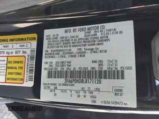 2020 Ford Fusion SE with VIN 3FA6P0HD8LR171120, listed as a IAAI auction lot 42004093 with 35,941 mi miles and . Bid and sale history available at DreamBid. Image 9.