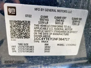 2022 Chevrolet Silverado 3500HD LT z VIN 1GC4YTEY1NF364717, wystawiony jako Copart lot #56453375 z przebiegiem 22 714 mil mil oraz Szkody całkowita. Historia ofert i sprzedaży dostępna na DreamBid. Obrazek 13.