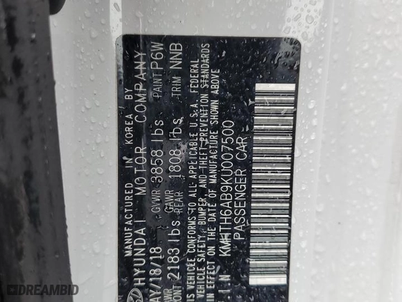 2019 Hyundai Veloster Turbo with VIN KMHTH6AB9KU007500, listed as a Copart auction lot 50174035 with 75,346 mi miles and Salvage Title. Bid and sale history available at carsss.com. Image 12.