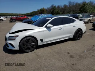 2023 Genesis G70 2.0T with VIN KMTG34TA8PU134275, listed as a Copart auction lot 63462324 with 8,017 mi miles and Salvage Title. Bid and sale history available at carsss.com. Image 1.