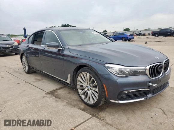 2018 BMW 7 Series 740i with VIN WBA7E2C50JG741970, listed as a Copart auction lot 56480695 with 53,740 mi miles and Salvage title. Bid and sale history available at DreamBid. Image 4.