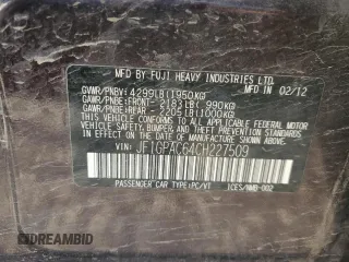 2012 Subaru Impreza Premium z VIN JF1GPAC64CH227509, wystawiony jako Copart lot #55872745 z przebiegiem 130 350 mil mil oraz Szkoda całkowita • Salvage title. Historia ofert i sprzedaży dostępna na DreamBid. Obrazek 12.