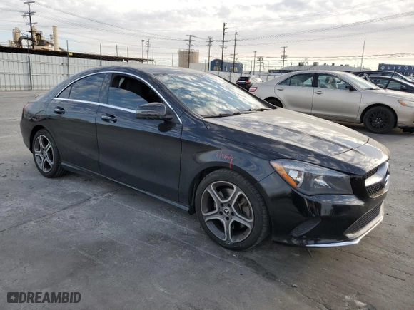 2018 Mercedes-Benz CLA with VIN WDDSJ4EB8JN567770, listed as a Copart auction lot 46662715 with 76,600 mi miles and Salvage Title. Bid and sale history available at carsss.com. Image 4.