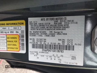2016 Ford Fusion SE with VIN 3FA6P0H71GR138783, listed as a IAAI auction lot 42263771 with 67,071 mi miles and . Bid and sale history available at DreamBid. Image 9.