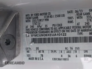 2014 Ford Escape SE with VIN 1FMCU9G9XEUA10122, listed as a IAAI auction lot 42025700 with 108,444 mi miles. Bid and sale history available at carsss.com. Image 9.