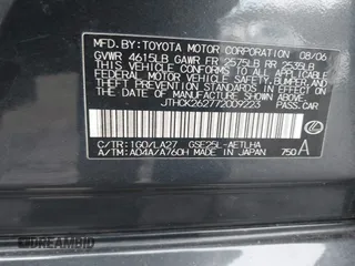 2007 Lexus IS 250 with VIN JTHCK262772009223, listed as a IAAI auction lot 41142962 with 207,967 mi miles. Bid and sale history available at carsss.com. Image 9.
