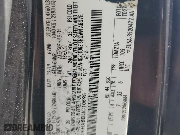 2013 Ford Escape SEL с VIN 1FMCU9HX6DUC10698, выставлен на аукционе Copart как лот 65832915 с пробегом Не указан миль и Чистый • Clean title. История ставок и продаж доступна на DreamBid. Изображение 13.
