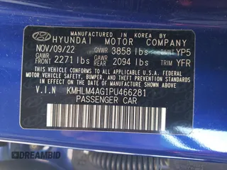 2023 Hyundai Elantra SEL z VIN KMHLM4AG1PU466281, wystawiony jako Copart lot #53852695 z przebiegiem Nie podano mil oraz Szkoda całkowita • Salvage title. Historia ofert i sprzedaży dostępna na DreamBid. Obrazek 12.