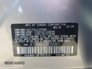 2024 Subaru Impreza with VIN JF1GUABC8R8356801, listed as a Copart auction lot 77705454 with 1,661 mi miles and Salvage Title. Bid and sale history available at carsss.com. Image 13.