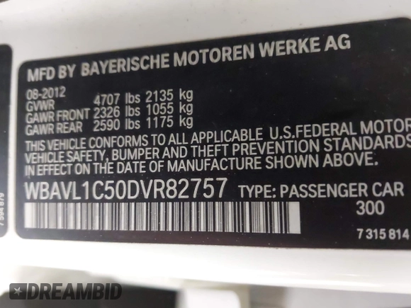 2013 BMW X1 xDrive28i z VIN WBAVL1C50DVR82757, wystawiony jako IAAI lot #42431997 z przebiegiem 225 137 mil mil oraz . Historia ofert i sprzedaży dostępna na DreamBid. Obrazek 9.