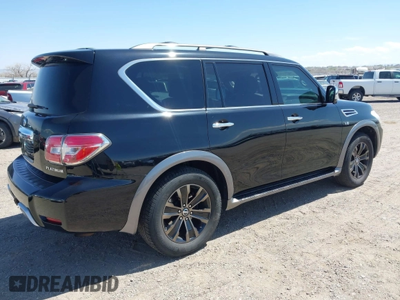 2017 Nissan Armada Platinum with VIN JN8AY2NE7H9702910, listed as a IAAI auction lot 42028682 with 134,681 mi miles. Bid and sale history available at carsss.com. Image 4.