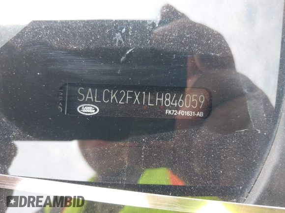 2020 Land Rover Discovery Sport Standard z VIN SALCK2FX1LH846059, wystawiony jako IAAI lot #42431729 z przebiegiem 76 149 mil mil oraz . Historia ofert i sprzedaży dostępna na DreamBid. Obrazek 9.