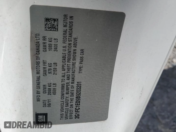 2011 Chevrolet Camaro 2LT с VIN 2G1FC1ED9B9203201, выставлен на аукционе Copart как лот 57784995 с пробегом 140 569 миль миль и Списание • Salvage title. История ставок и продаж доступна на DreamBid. Изображение 12.