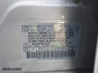 2019 Nissan Sentra SV with VIN 3N1AB7APXKY202357, listed as a IAAI auction lot 41795476 with 107,406 mi miles. Bid and sale history available at carsss.com. Image 9.