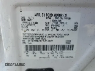 2015 Ford F-150 XLT with VIN 1FTEW1EF6FFA14370, listed as a Copart auction lot 46941585 with 222,677 mi miles and Salvage Title. Bid and sale history available at carsss.com. Image 12.