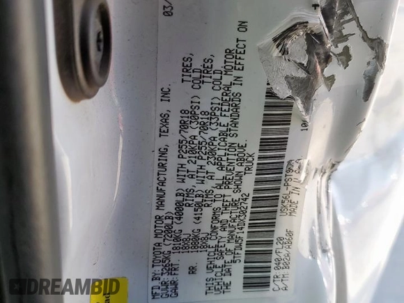2013 Toyota Tundra 4WD Truck with VIN 5TFDW5F14DX302742, listed as a Copart auction lot 49841765 with 0 mi miles and Salvage Title. Bid and sale history available at carsss.com. Image 12.
