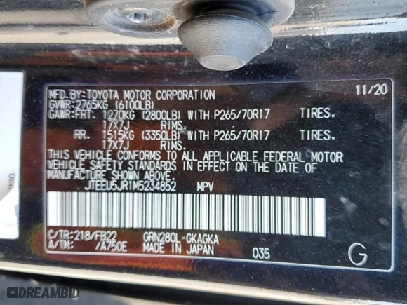 2021 Toyota 4Runner SR5 with VIN JTEEU5JR1M5234852, listed as a Copart auction lot 51340885 with 0 mi miles and Clean Title. Bid and sale history available at carsss.com. Image 13.