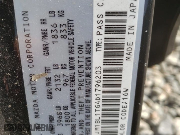 2013 Mazda 3 i SV z VIN JM1BL1TG4D1796203, wystawiony jako Copart lot #56365825 z przebiegiem 190 717 mil mil oraz Szkoda całkowita • Salvage title. Historia ofert i sprzedaży dostępna na DreamBid. Obrazek 13.