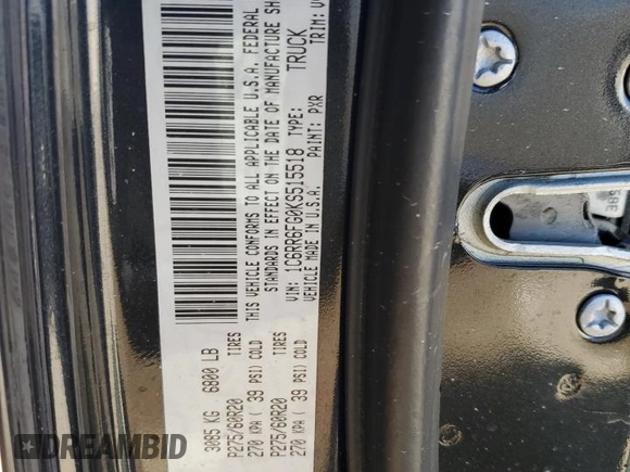 2019 Ram 1500 Classic Express with VIN 1C6RR6FG0KS515518, listed as a Copart auction lot 47773095 with 105,475 mi miles and Salvage Title. Bid and sale history available at carsss.com. Image 12.