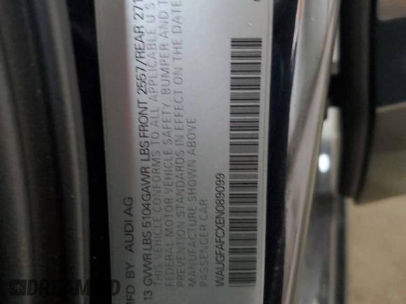 2014 Audi A6 Premium Plus with VIN WAUGFAFCXEN089099, listed as a Copart auction lot 54694535 with 109,515 mi miles and Salvage title. Bid and sale history available at DreamBid. Image 12.