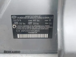 2017 Hyundai Sonata 2.4L z VIN 5NPE24AF1HH520605, wystawiony jako IAAI lot #40844185 z przebiegiem 178 208 mil mil oraz . Historia ofert i sprzedaży dostępna na DreamBid. Obrazek 9.