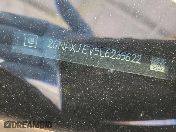 2020 Chevrolet Equinox LT with VIN 2GNAXJEV5L6235622, listed as a IAAI auction lot 42843936 with 65,504 mi miles and . Bid and sale history available at DreamBid. Image 12.