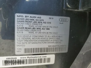 2020 Audi Q5 Premium with VIN WA1ANAFYXL2006772, listed as a Copart auction lot 57432645 with 38,147 mi miles and Non repairable. Bid and sale history available at DreamBid. Image 13.