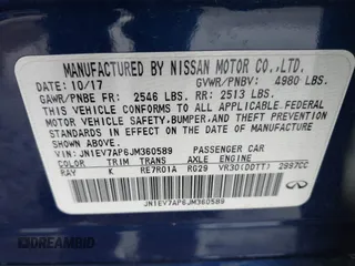 2018 Infiniti Q50 3.0t LUXE with VIN JN1EV7AP6JM360589, listed as a IAAI auction lot 41903402 with 69,371 mi miles. Bid and sale history available at carsss.com. Image 9.